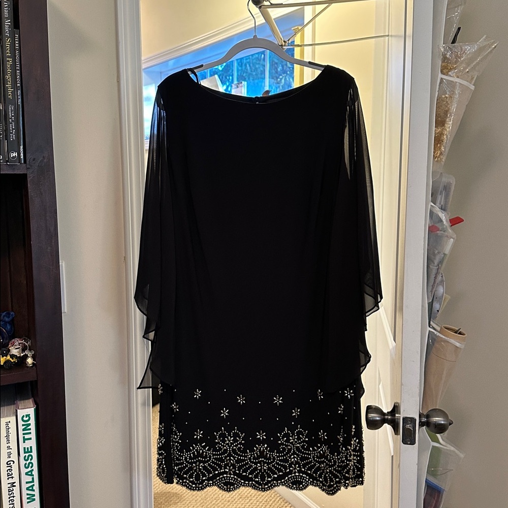 Xscape Black Dress with Beaded Detail